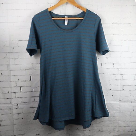 LULAROE TEAL & GREY SHORT SLEEVE MATERNITY TOP SIZE SMALL - Picture 1 of 8
